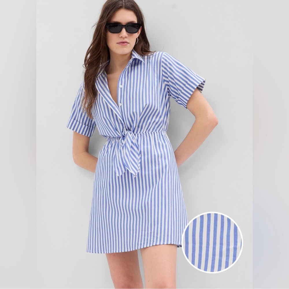 GAP Blue and White Striped Shirt Dress